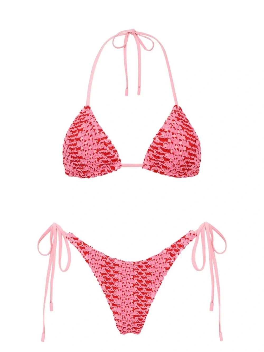 VINCA - ALINA PINK CROCHET TRIANGLE BIKINI SET